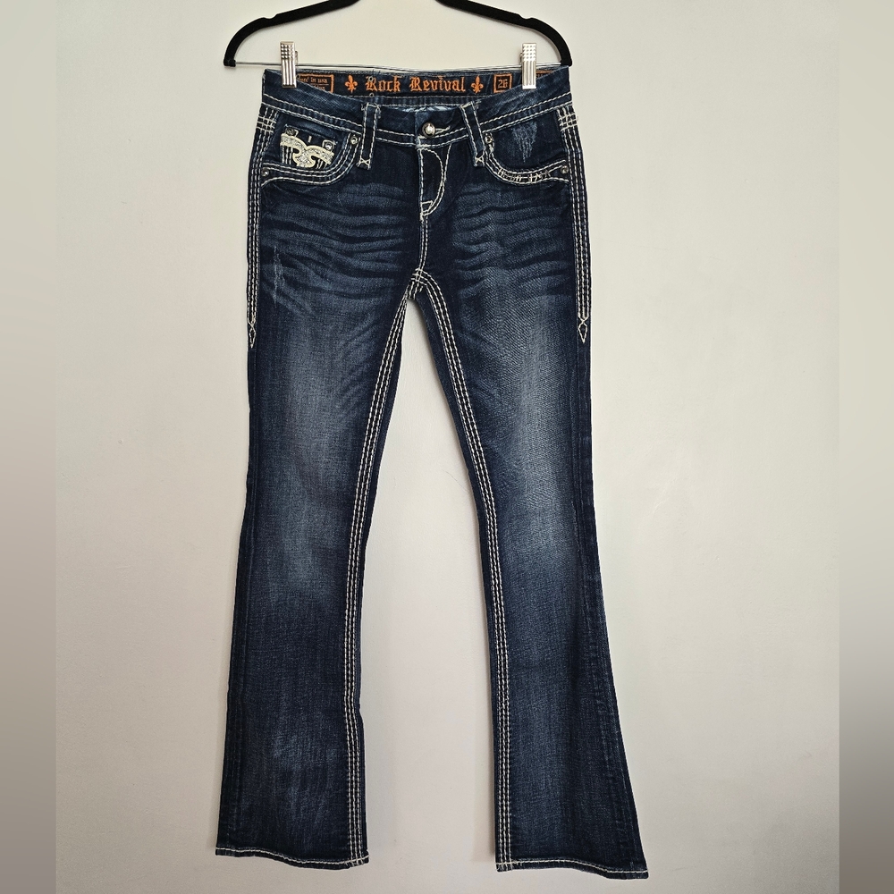 Rock Revival WOMENS ELLA EASY Boot Cut Blue Jeans.